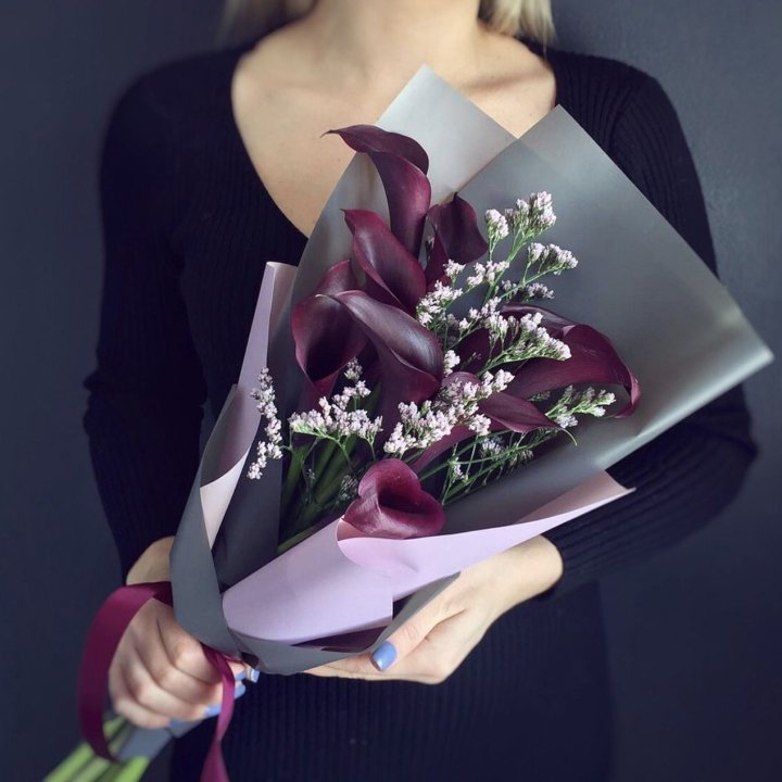 Букет фиолетовых калл в Нальчике