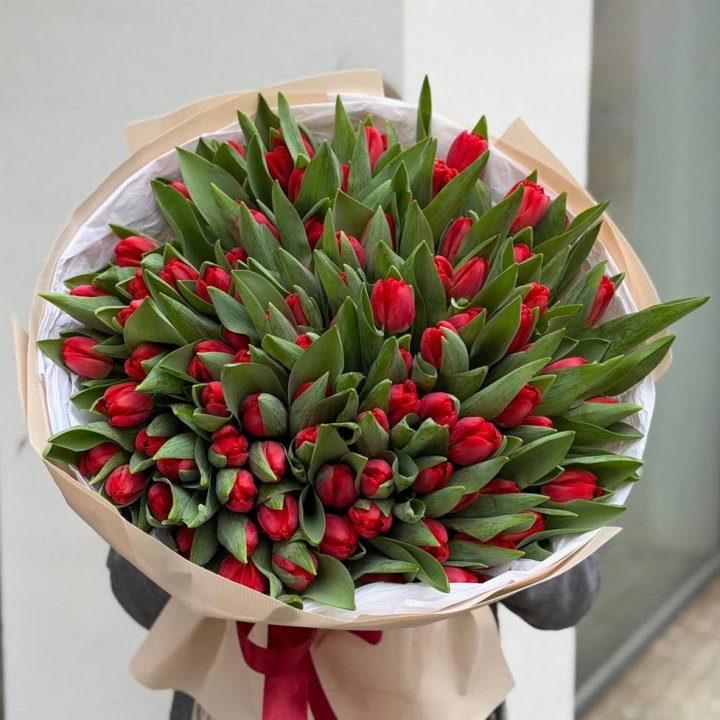 101 красный тюльпан в Нальчике