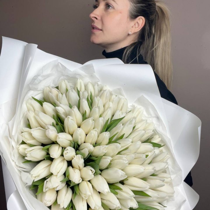 101 белый тюльпан №2 в Нальчике