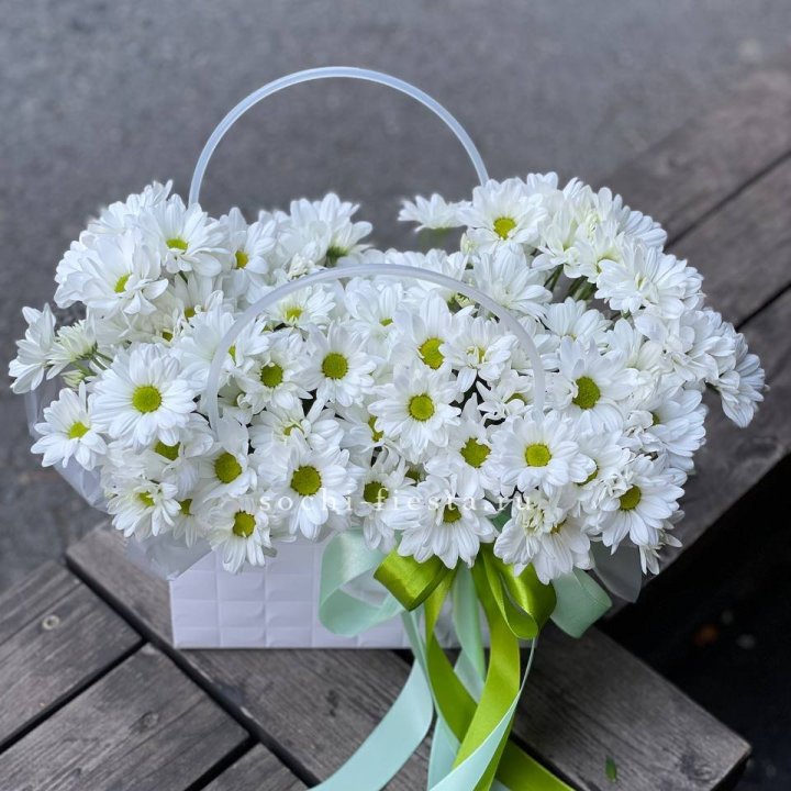 Сумка с хризантемами ромашками в Нальчике