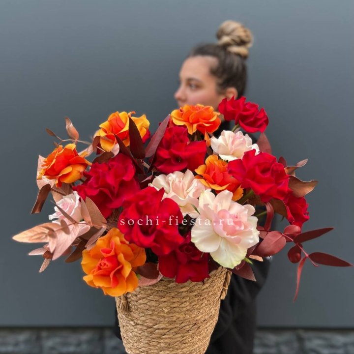 Авторский бокс "Роксана" в джутовом кашпо в Нальчике