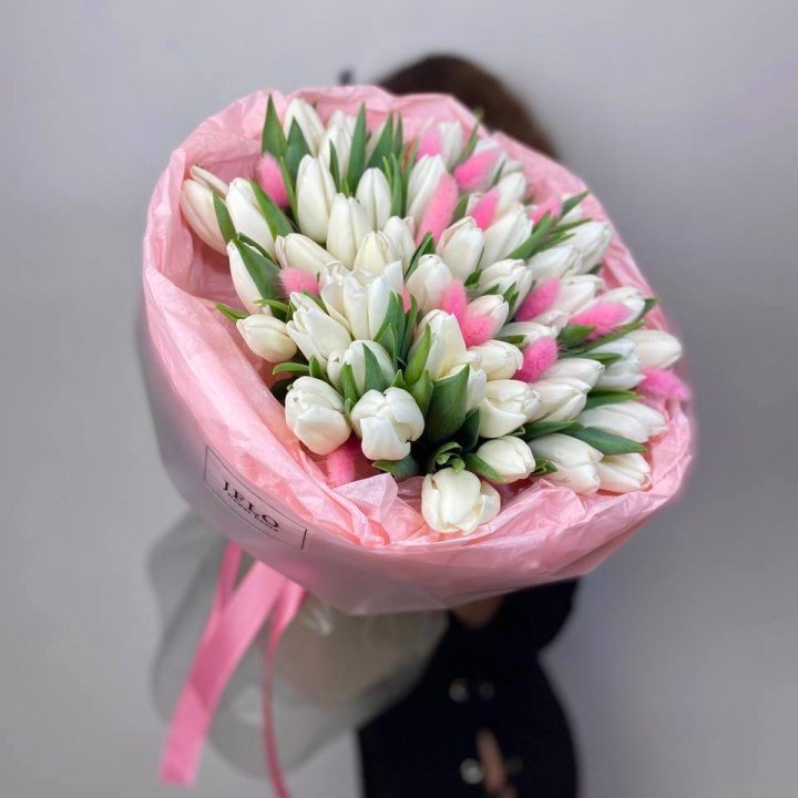 51 белый тюльпан "Рози" в Нальчике