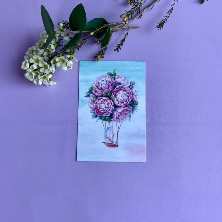 Открытка к букету "Пион" в Нальчике