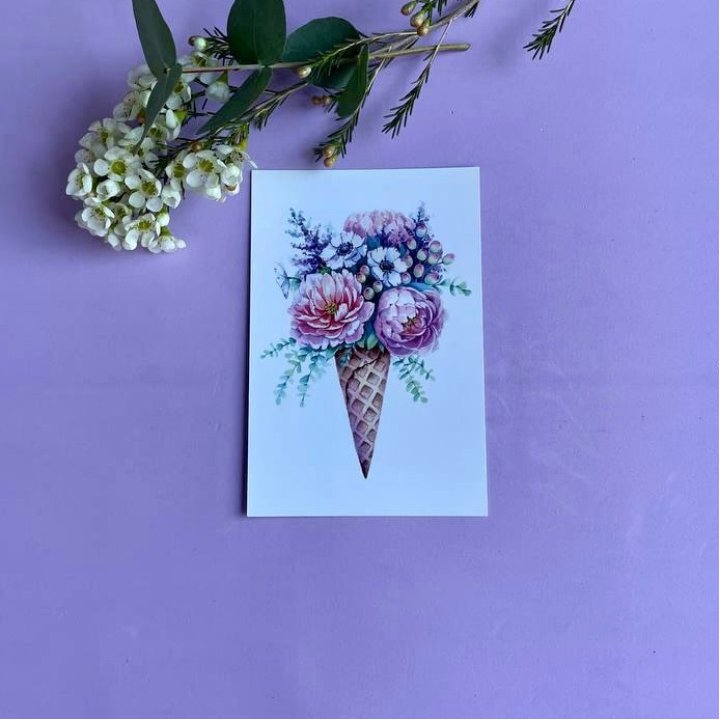 Открытка к букету "Цветочно-кремовый" в Нальчике