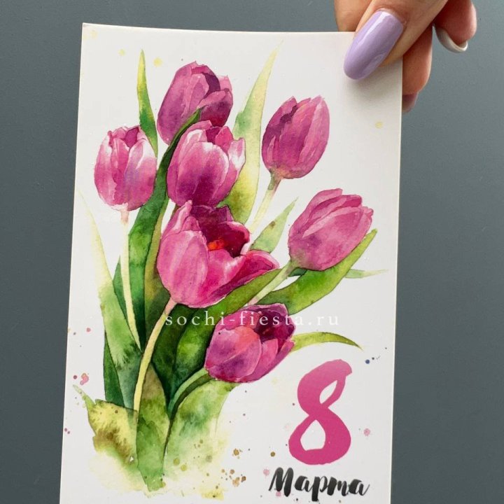 Открытка к букету "8 марта!" в Нальчике
