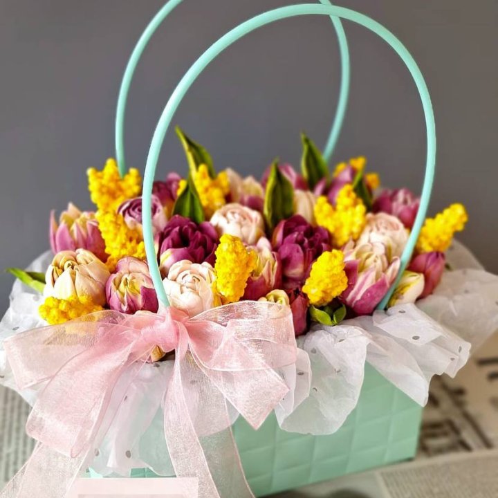 Тюльпаны в сумочке из зефира в Нальчике