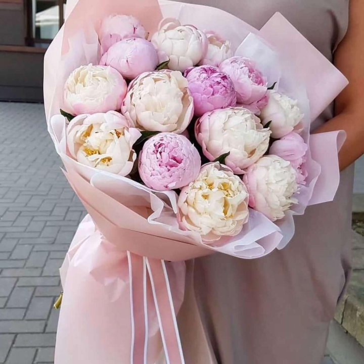 Букет пионов "Маршмелоу" в Нальчике