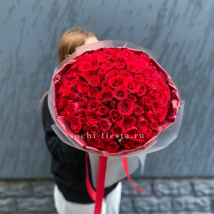 101  красная кенийская роза  в Нальчике